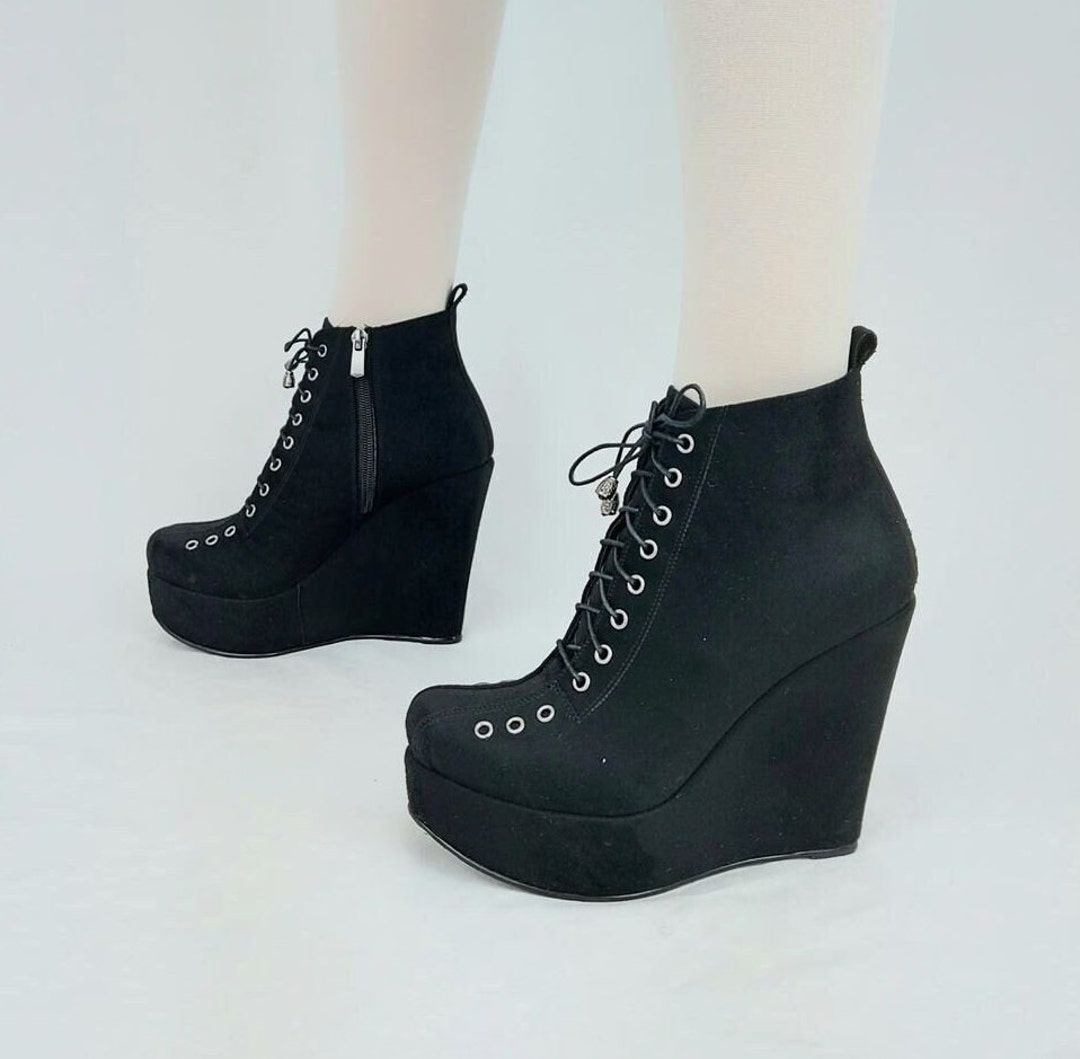 suede wedge heel boots