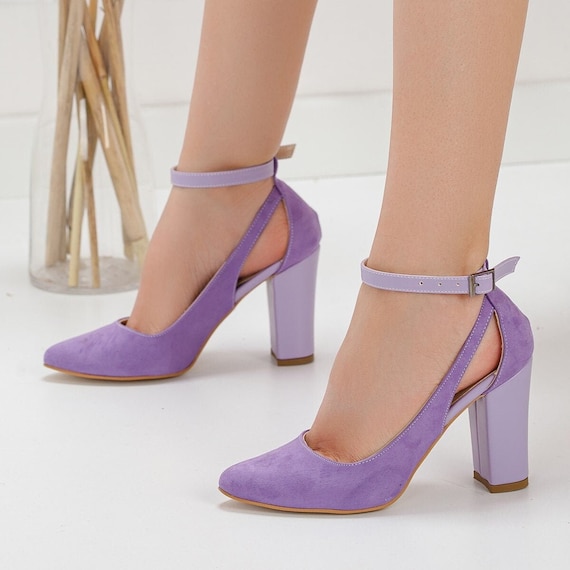2022 Luxury purple women's high heel shoes shallow mouth pointed shoes |  eBay