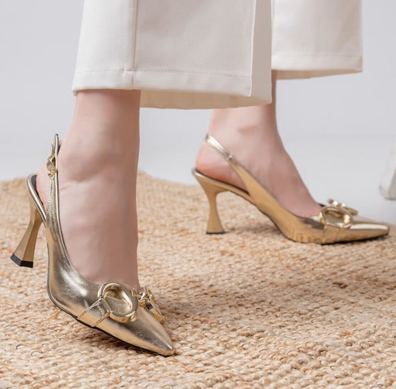 Elegant Peep Toe Stiletto High Heel Gold Pumps | Heels, Fashion pumps, Prom  shoes