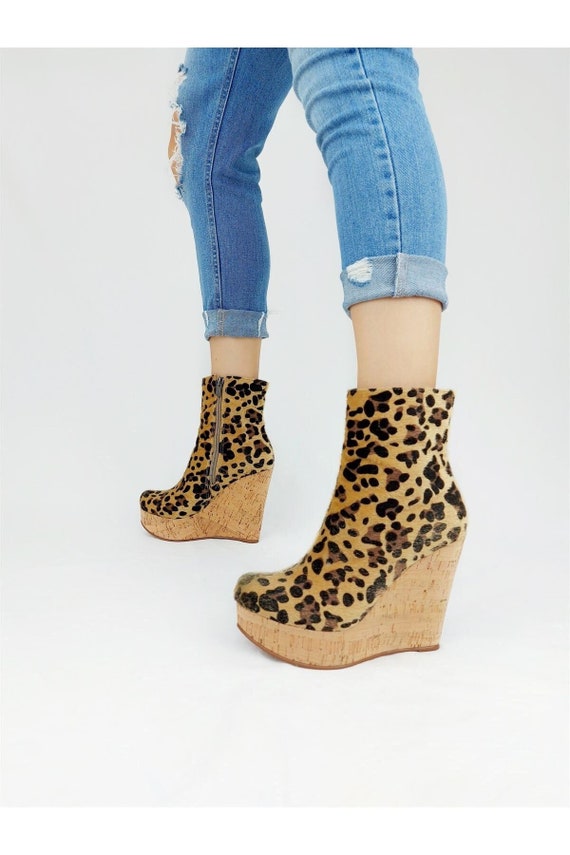 leather boots with wedge heel