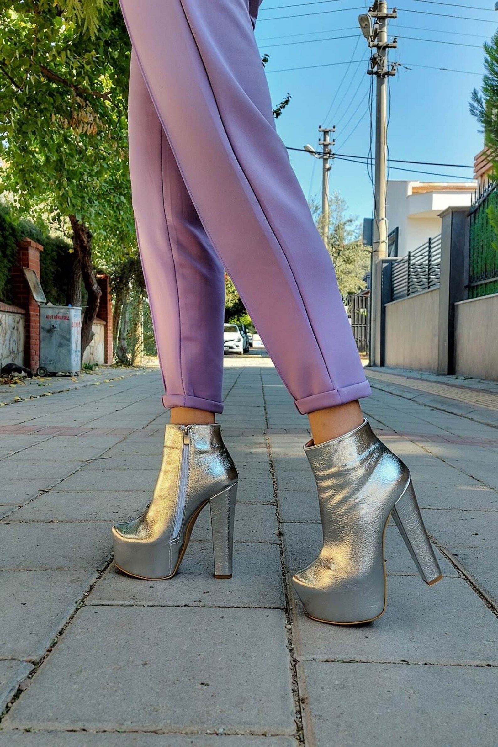 mens silver platform boots