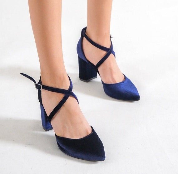 Navy heels clearance with ankle strap