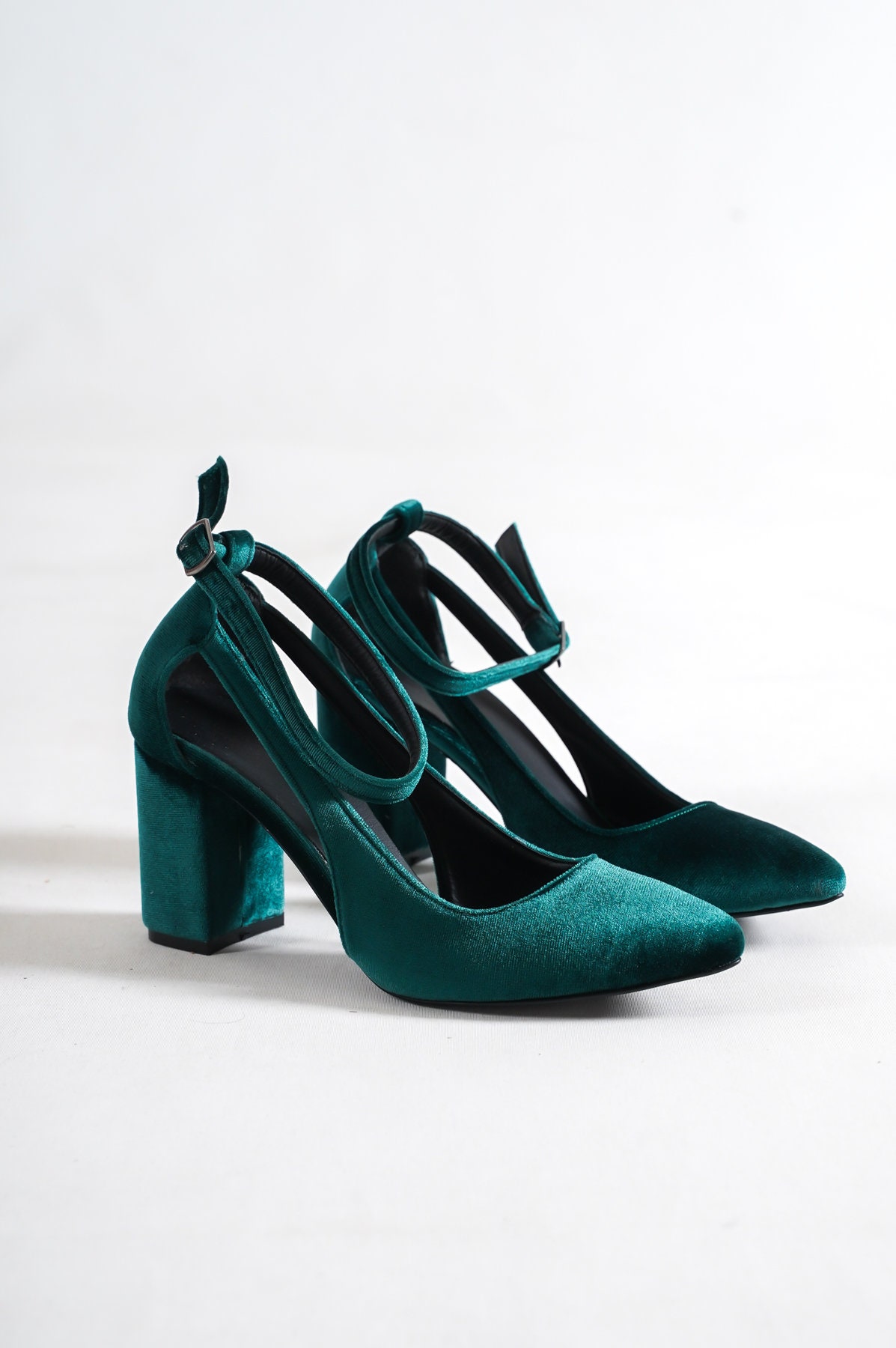 GREEN VELVET SHOES Green Velvet Bridal Block High Heel Green Etsy