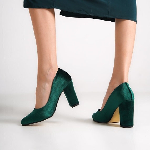 Slip On Dark Green Satin High Heels For Womens Party Dress Pumps Shoes 10cm  Heel Height, Available In Sizes 33 45 From Wuhanqq, $59.81 | DHgate.Com