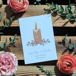 Carte pliante bougie de deuil DINA6