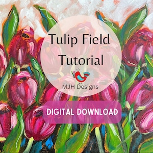 Tulip Field Painting Tutorial/ Learn To Paint/Acrylic Painting Video Tutorial/ / Step-by-Step Painting