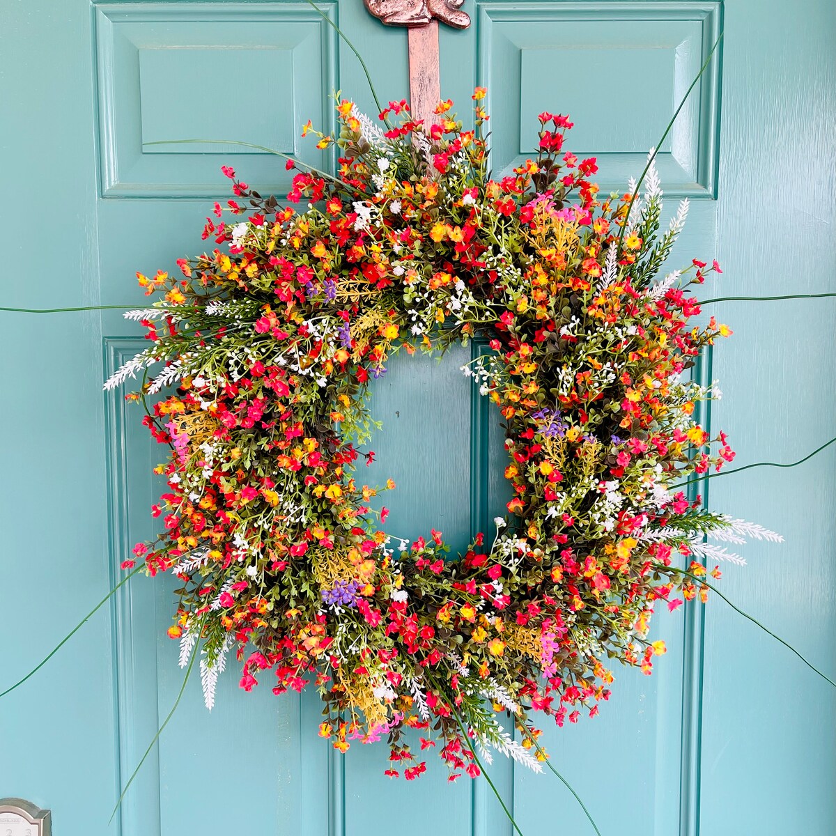 Wildflower Spring Summer Wreath for Front Door, Colorful Spring Summer Year Round Wreath, Mothers Day Gift, Housewarming Gift, Birthday Gift - Etsy