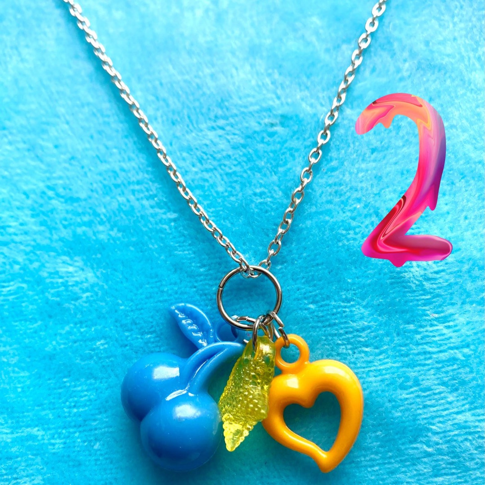 Silver chain retro necklace with toy charms Etsy