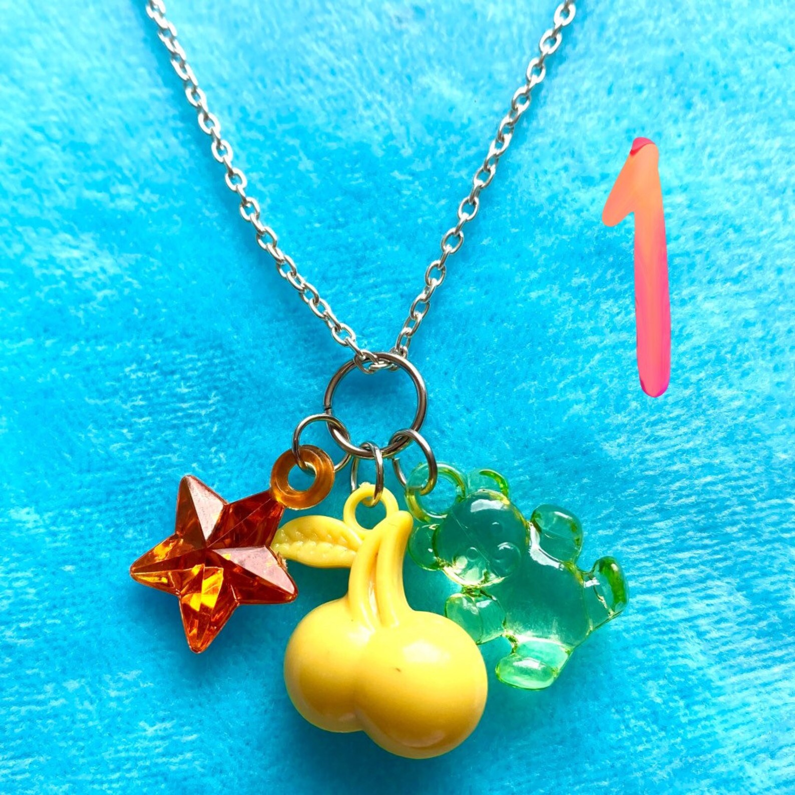 Silver chain retro necklace with toy charms Etsy