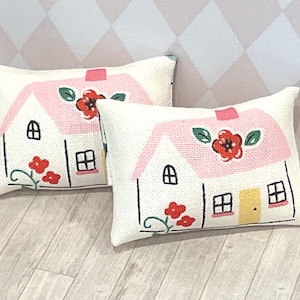 Dolls house cushions pillows (PAIR) 12th scale.