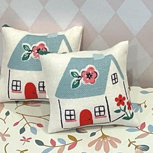 Dolls house cushions pillows (PAIR) 12th scale.