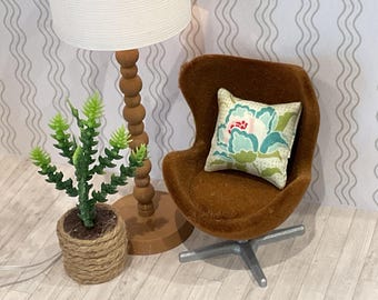 Lundby scale swivel egg chair 12th or 16th scale miniature