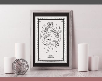 ARIES BLACKWORK PATTERN - Zodiac Series