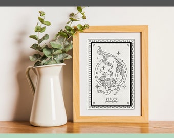 PISCES BLACKWORK PATTERN - Zodiac Series