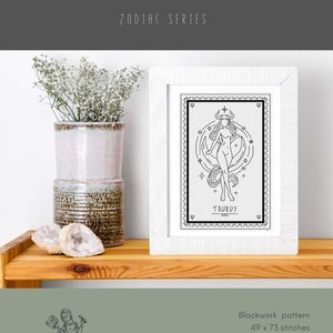 TAURUS BLACKWORK PATTERN - Zodiac Series