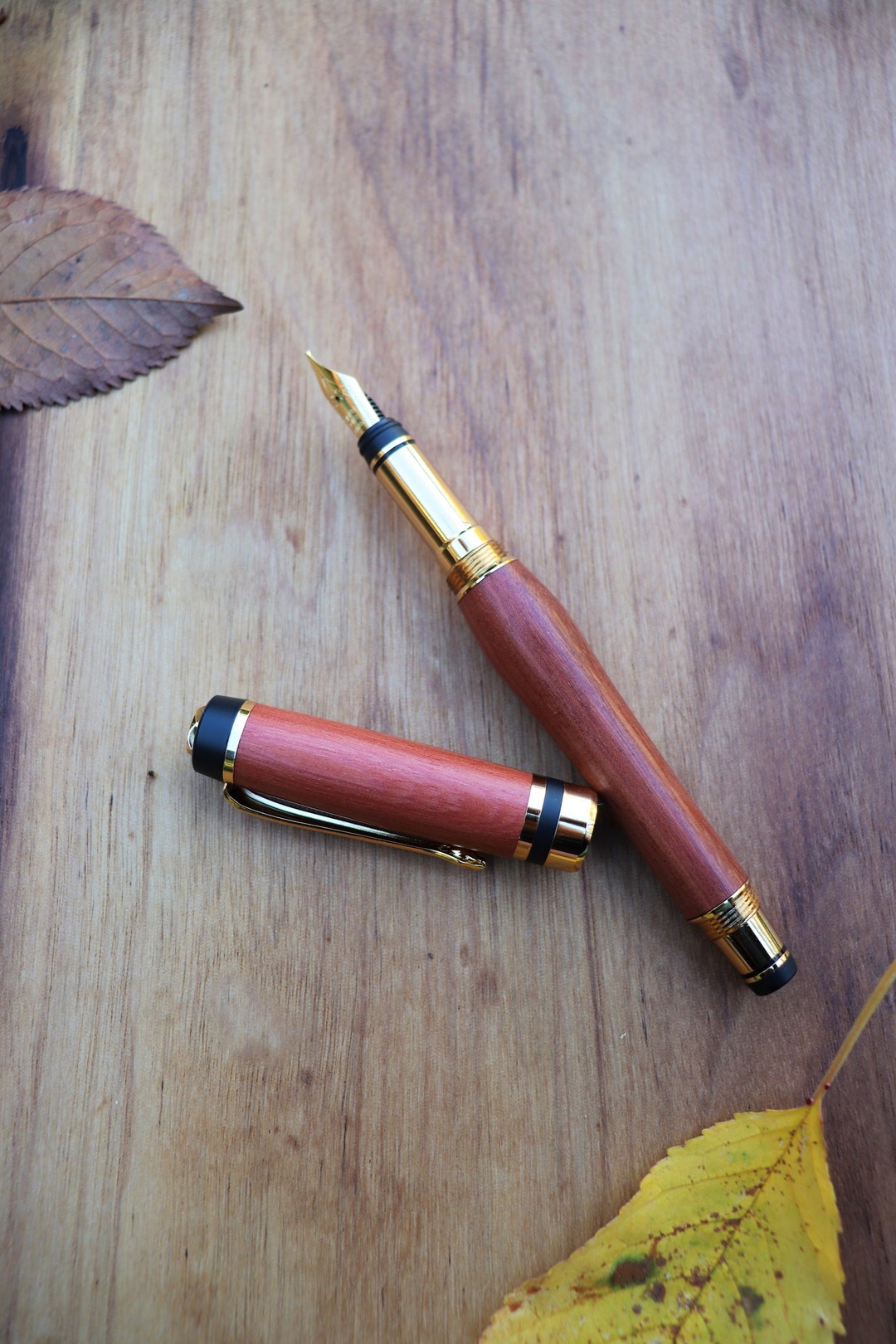 Paduk Wood Baluga Grip Fountain Pen 24kt Gold Etsy UK