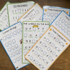 PRINTABLE Write By Ear-Ear Training Cards: Children&#39;s Songs