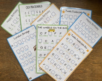 印刷可能な耳で書くトレーニングカード: 子供の歌