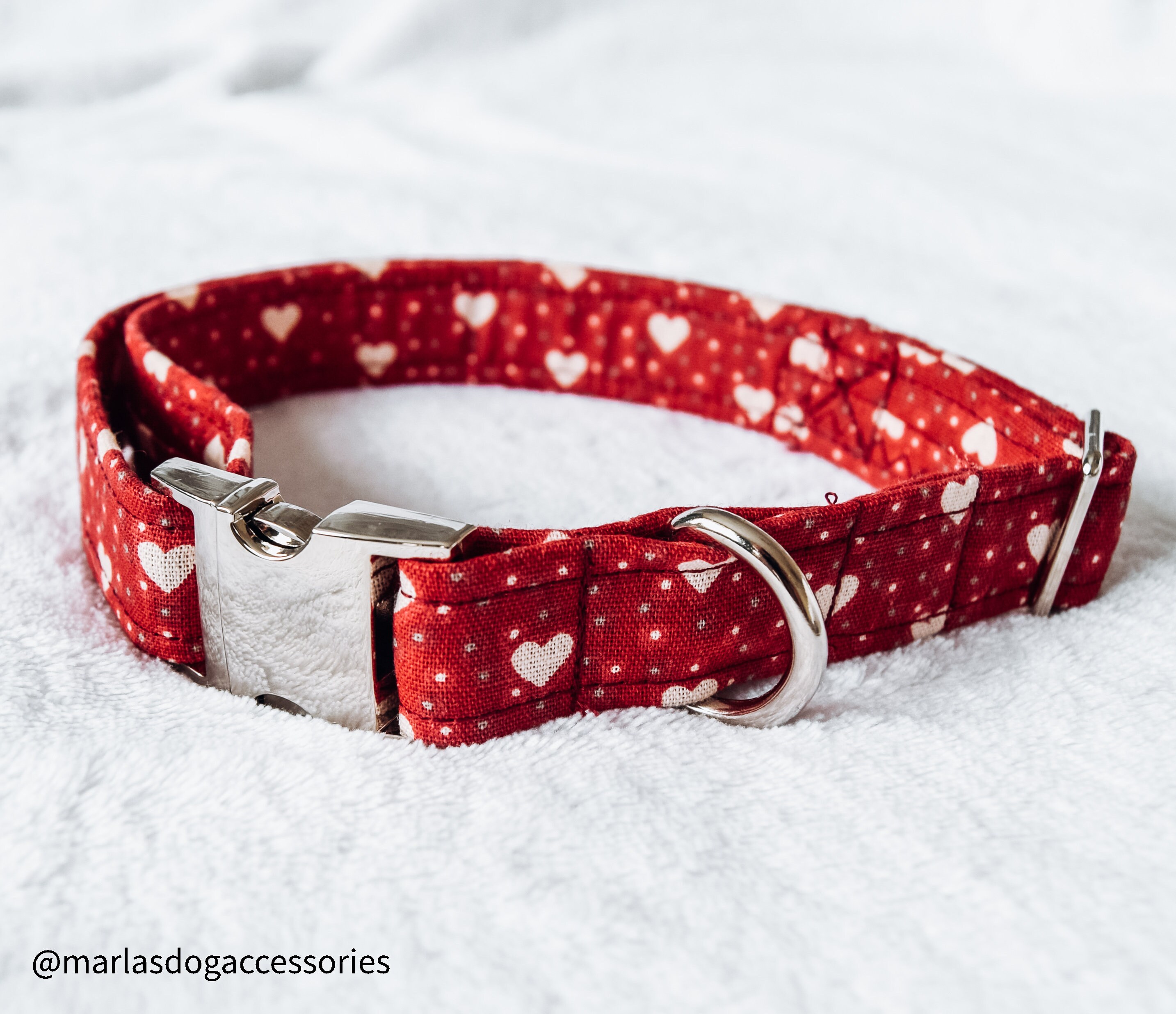 Dog Collar Red Hearts Dog Collar Adjustable Collar Matching Etsy