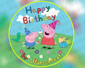 Tortenaufleger PEPPA WUTZ PEPPA PIG Eßbar Personalisiert Geburtstag