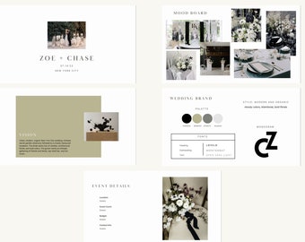 Canva Wedding Brand Style Guide | Digital Brand Mockups | Canva Mood Board Template for Wedding Planners, Stationery Artists, Photographers