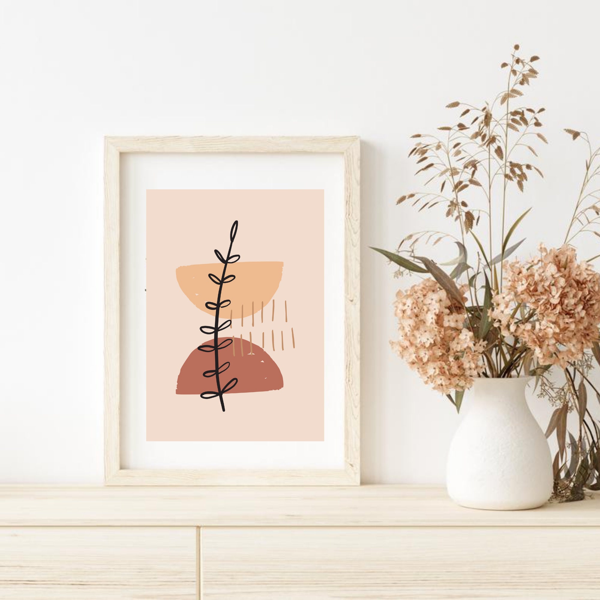 Minimalist Boho Style Plant Wall Décor Printable Living Room Art ...