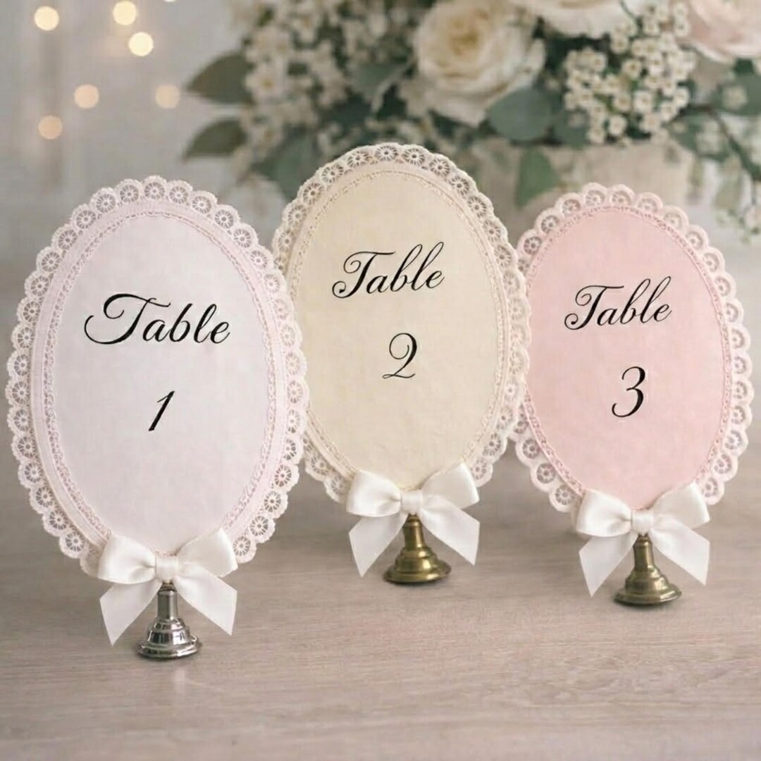 Unique Lace Table Numbers Personalized Lace Trim Table Numbers, Romantic Wedding Table Decor ...