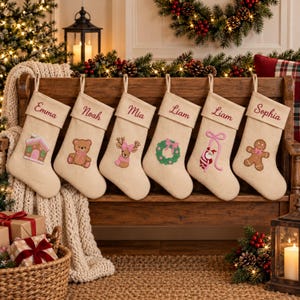 Gingerbread Stocking • Personalized Name • Coquette Christmas Decor • Embroidered Holiday Keepsake• Personalized Holiday Keepsake• Xmas 2026
