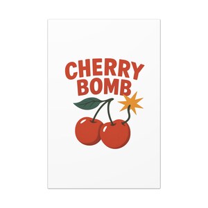 Cherry Bomb Canvas Art Wraps, Retro Wall Decor, Fruit Theme Art, Gift for Cherries Lovers, Colorful Home Decoration
