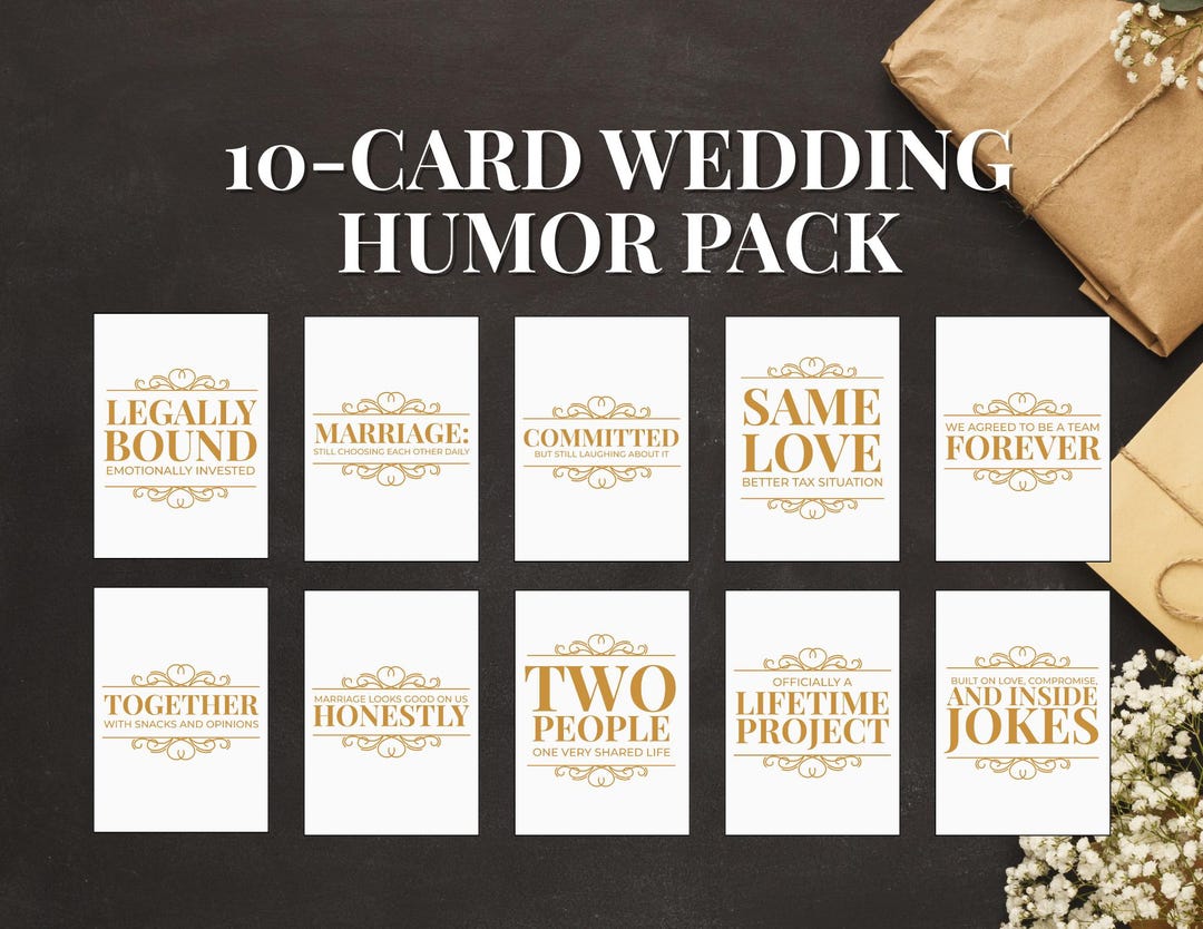 10 Card Wedding Humor Pack 5x7 Printable Wedding Cards PDF - Etsy