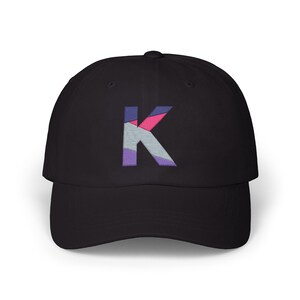 Embroidered Initial K Dad Hat, Rainbow Letter Cotton Baseball Cap