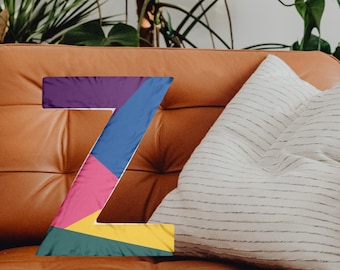 Custom Letter Z Pillow | Shaped Initial Pillow | Colorful Nursery Kids Room Decor Gift