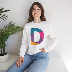 Letter D Sweatshirt, Initial Crewneck, Monogram Alphabet Sweater Gift