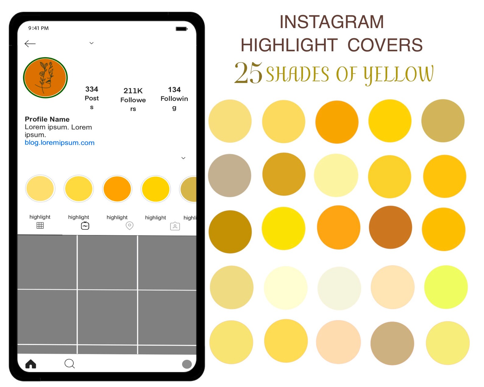 Instagram Highlight Covers,25 Shades of Yellow,instagram Story Icons
