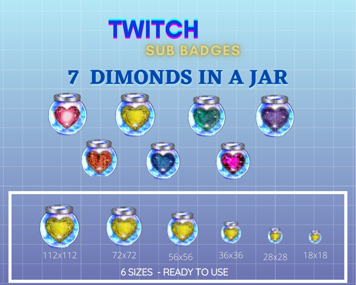 Twitch sub/bit badges/diamond in a jar/heart diamondfor your Etsy