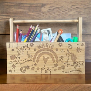 Geschenk Einschulung personalisierter Stiftehalter Holz Geschenkidee Schulkind 2025 Schultüte Einhorn Geburtstag Einschulungsgeschenk