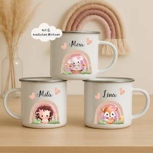 Enamel mug for children Gift for Christmas Children&#39;s mug with name Gifts for birth Gift baptism Personalized baby gifts