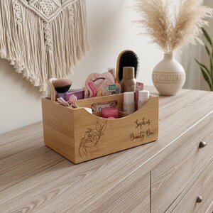 Geschenk für Freundin Makeup-Organizer Geschenkidee für Sie Schreibtischorganizer aus Bambus Beauty Organizer