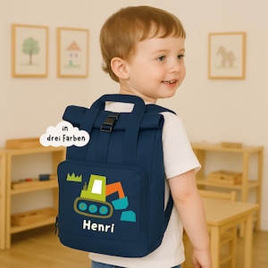 Kindergarten backpack children&#39;s backpack with name excavator fire brigade police backpack kindergarten personalized bag child gift idea child