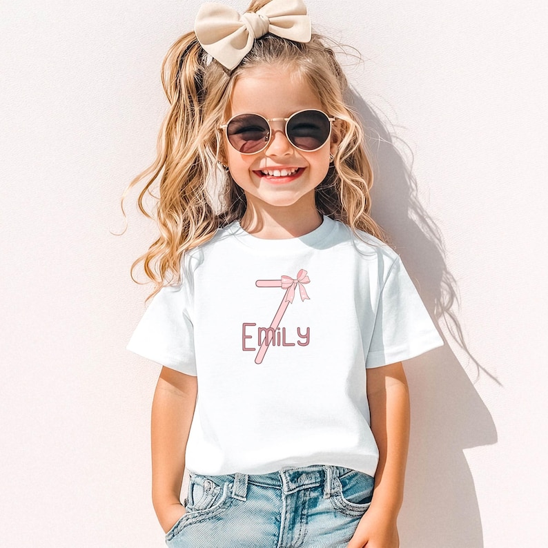 geburtstagsshirt für mädchen mit Schleifen design