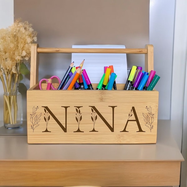 Stiftehalter personlisiert Stiftebox Holz Schreibtischorganizer Make-up Geschenk Frau Handyhalterung Weihnachtsgeschenk für Frauen mit Namen