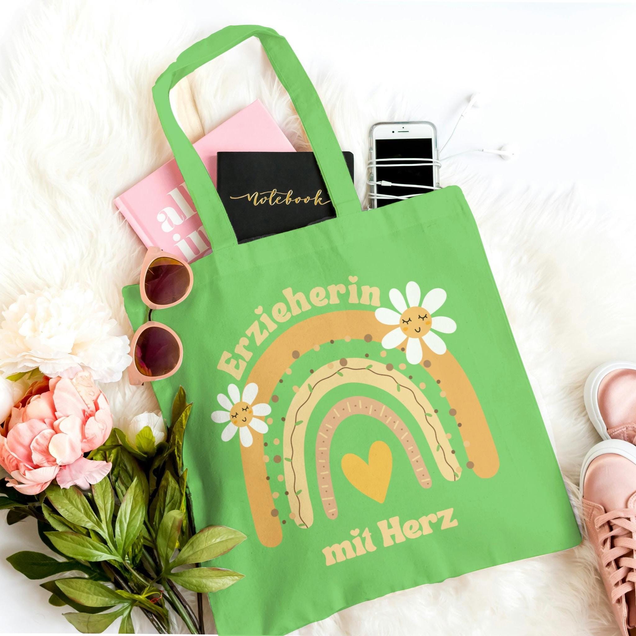 Borsa In Feltro Per Educatrice Con Scritta 'Con Il Cuore' – Regalo Ringraziamento Maestre