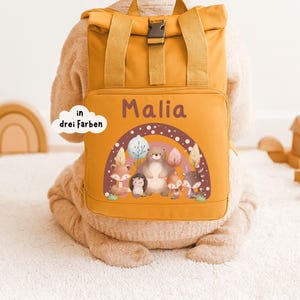Kindergarten backpack children&#39;s backpack with name forest animals backpack kindergarten personalized bag for children gift idea daycare child bag