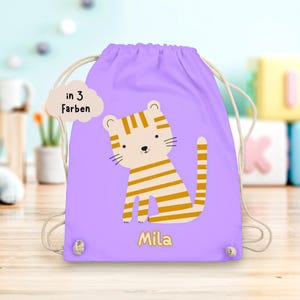 Cadeau pour la rentrée scolaire, sac de sport personnalisé, sac en tissu pour enfant, maternelle, garderie enfant, cadeau, sac de sport avec nom, sac décoration chat