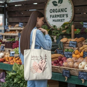 Lehrerin mit Herz Abschiedsgeschenk Lehrerin Geschenk Schule Abschied Abschlussgeschenk Lehrer Geschenkidee Stofftasche mit Blume für Frau