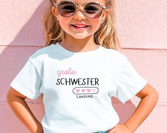 Big Sister Pregnancy Announcement T-Shirt Personalized Big Sister 2026 Loading Kids T-Shirts Sibling Outfit