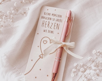Personalisierter Kugelschreiber Abschiedsgeschenk Lehrerin, Lehrer Geschenk Erzieherin Kindergarten Touch Pen graviert Grußkarte aus Holz