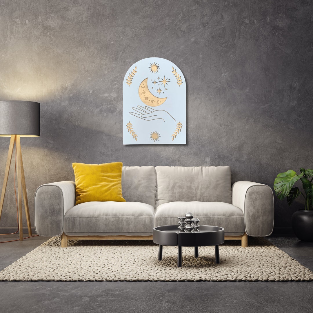 Wooden Wall Decoration Boho Wall Decor Moon Phase Modern Wall Decor ...