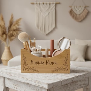 Geschenk für Freundin Makeup-Organizer Geschenkidee für Sie Schreibtischorganizer aus Bambus Beauty Organizer