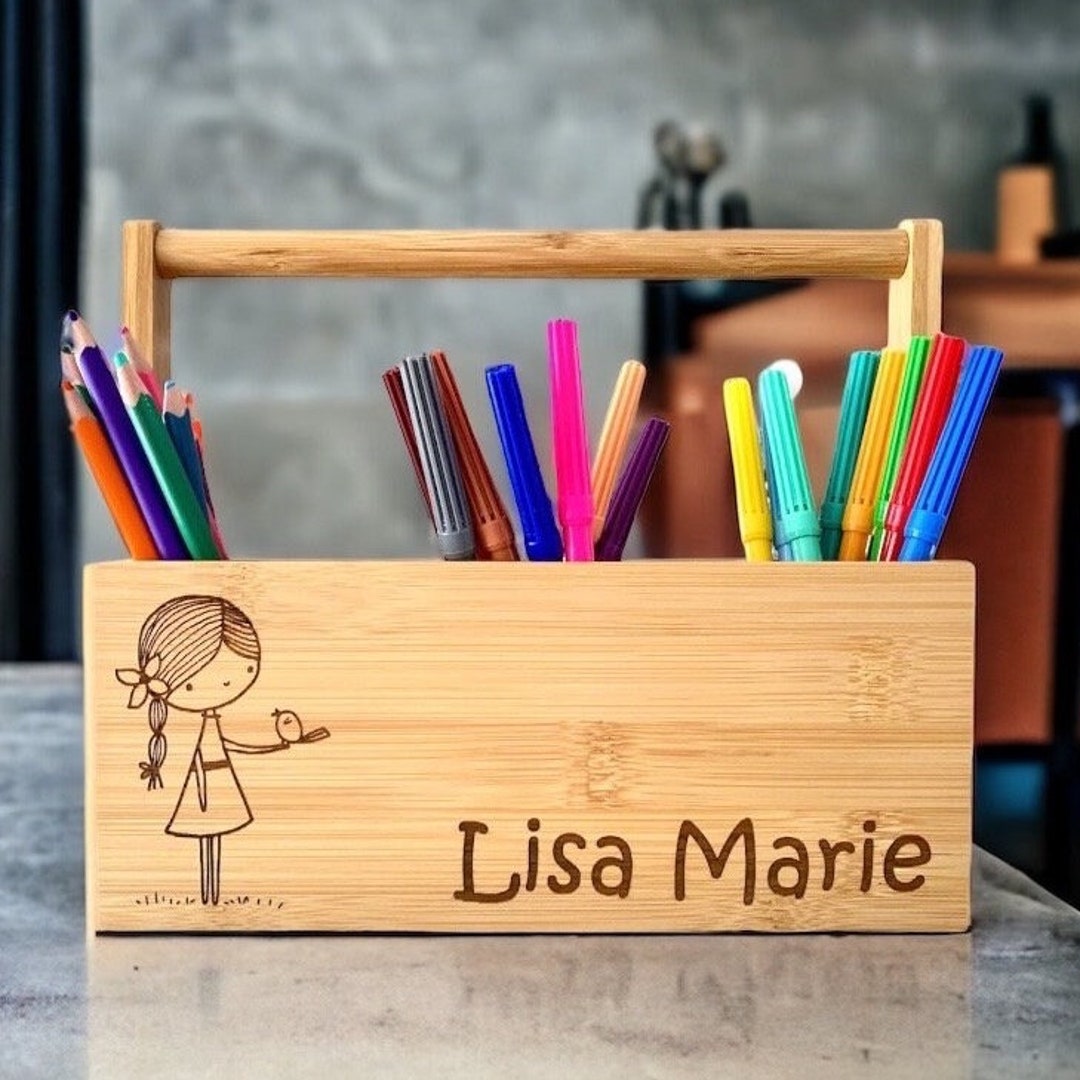 WHITE Montessori Wood Pencil Holder, Crayon Holder, Adult Coloring, Wood  Desk Organizer, Artist Pencil Organizer, Pen Box, Desk Storage 